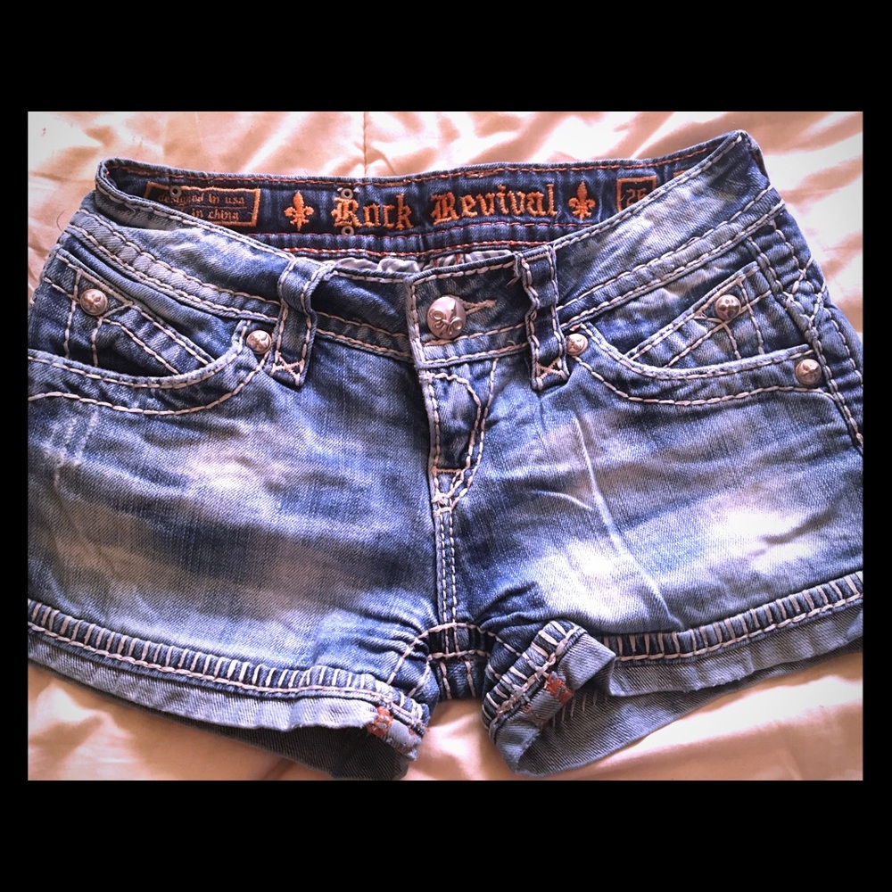 Rock revival jean shorts